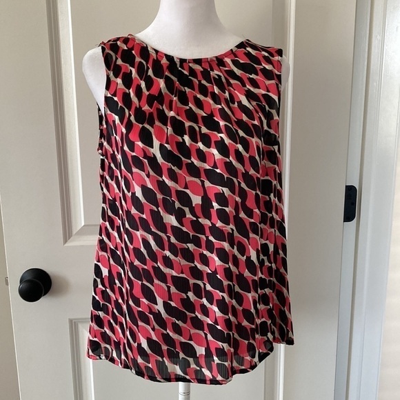 Kasper medium petite sleeveless blouse black pink tan - Picture 5 of 10
